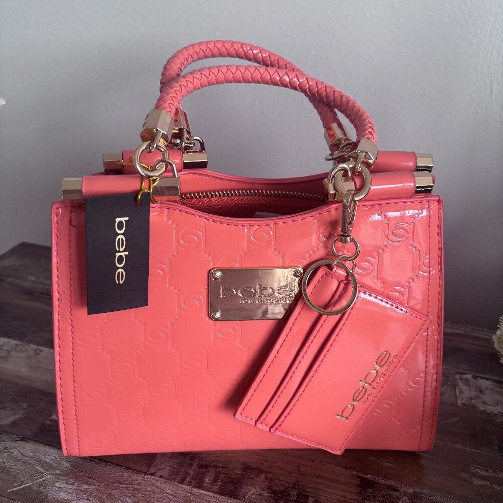 NWT Bebe Dana Monogram Top Handle Crossbody Purse Peach
